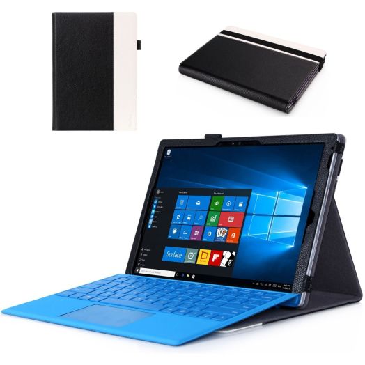 Microsoft Surface Pro 4 Case - ProCase Premium Folio Cover Case for Surface Pro 4 (12.3"), Compatible with Surface Pro 4 Type Cover Keyboard, Built-in Stand with Multiple viewing Angles (Black)