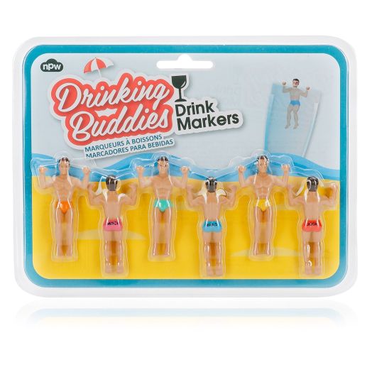 NPW Drinking Buddies Drink Markers, 6 Pack, Assorted Colors
