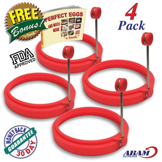 ABAM NEW Chef Silicone Egg Ring- Pancake Breakfast Sandwiches - Benedict Eggs - Omelets and More Nonsti