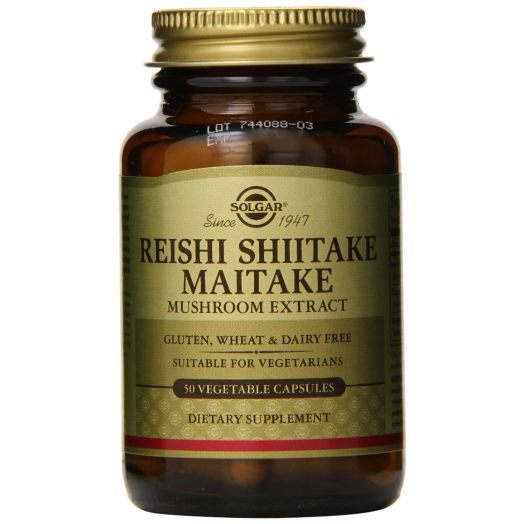Solgar Reishi Shiitake Maitake Mushroom Extract Vegetable Capsules, 50 Count