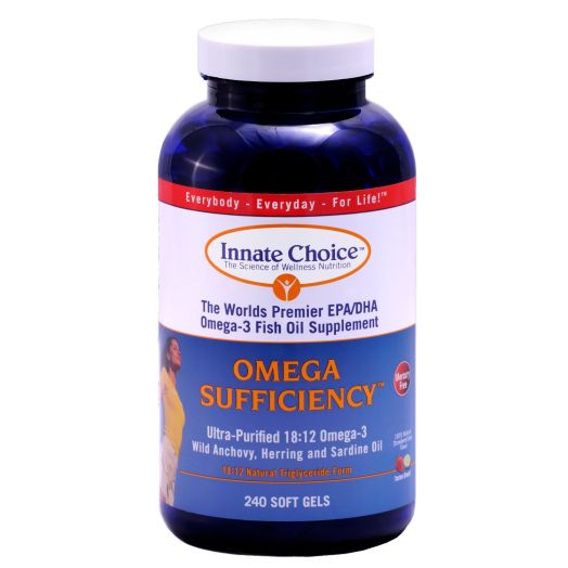 Fish Oil Capsules, Omega Sufficiency By Innate Choice, Strawberry Lime 240 Capsules
