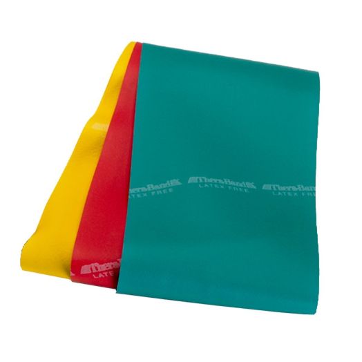 TheraBand Professional Non-Latex Resistance Bands For Rehabilitation, Portable Fitness and Workout, Home Exercise, Yellow and Red and Green, Beginner Set