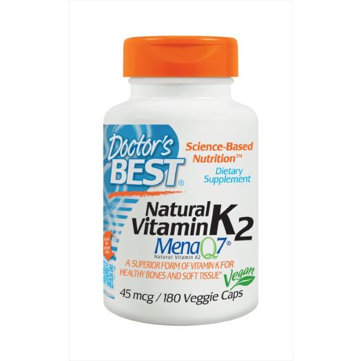Doctor's Best Natural Vitamin K2 MenaQ7 Capsules, 180 Count