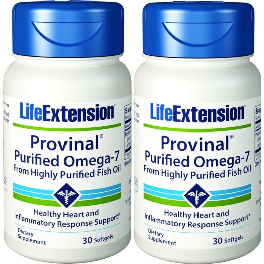 Life Extension Provinal Purified Omega-7, 30 Softgel 210 mg(Pack of 2)