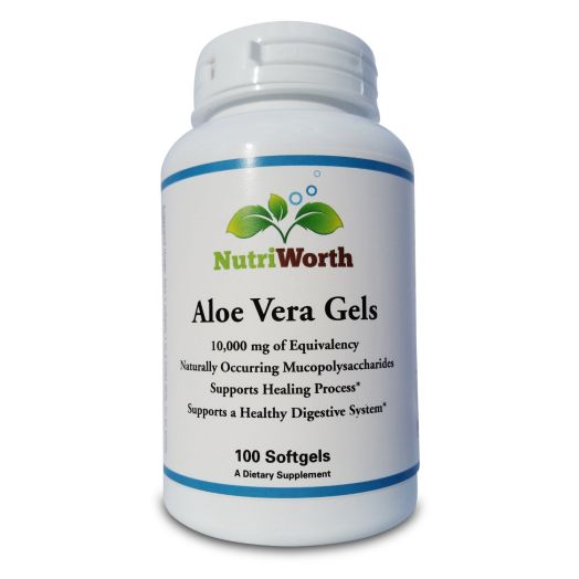 Nutriworth Aloe Vera Supplement (100 Softgels ) 20,000mg Pure Gel Equivalency – Made with Organic Aloe Vera (Packaging May Vary)