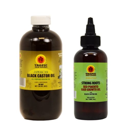 Tropic Isle Living Jamaican Black Castor Oil 8oz and Strong Roots Red Pimento Hair Growth Oil 4oz "SET"