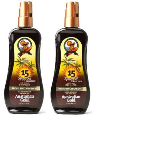 Australian Gold SPF 15 Sunscreen Spray Gel with Instant Bronzer, 8 Ounce - 2 ...