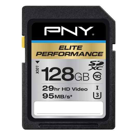 PNY Elite Performance 128 GB High Speed SDXC Class 10 UHS-I, U3 up to 95 MB/Sec Flash Card (P-SDX128U395-GE)