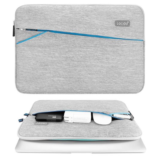 Lacdo 11-11.6 Inch Water Repellent Laptop Sleeve Case Bag Notebook Carrying Case for Apple MacBook Air 11.6-inch / New Macbook 12 inch Microsoft Surface Pro 4 / 3 Acer Asus Dell HP Chromebook,Gray