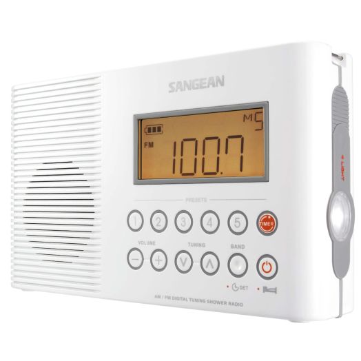 Sangean H201 AM/FM/Weather, Digital tuned Waterproof/Shower Radio