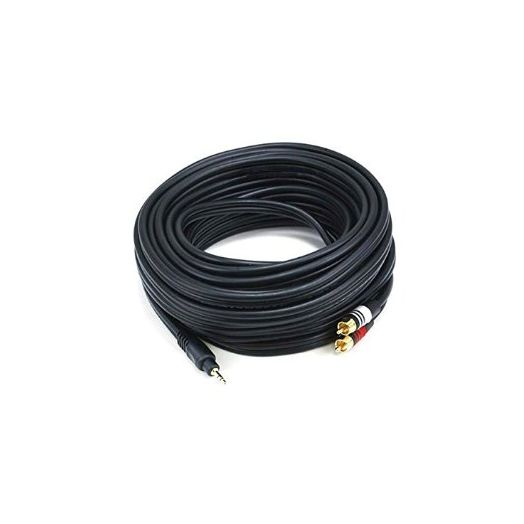 Monoprice 105602 35-Feet Premium Stereo Male to 2RCA Male 22AWG Cable - Black