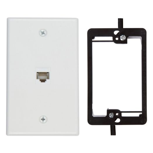 Buyer's Point 1 Port Cat6 Wall Plate, Female-Female White with Single Gang Low Voltage Mounting Bracket Device (1 Port)