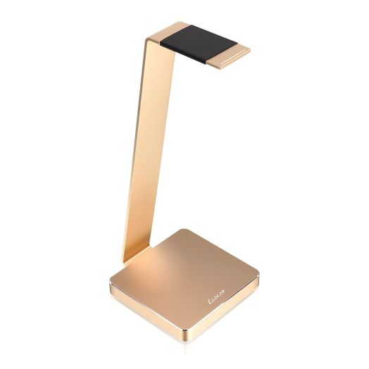 LUXA2 E-ONE Gold Aluminum Headphone Stand for Beats, Sony, Sennheiser, Philips, Audio-Technica, Plantronics, Bose, JVC, Gaming, and DJ Professionals
