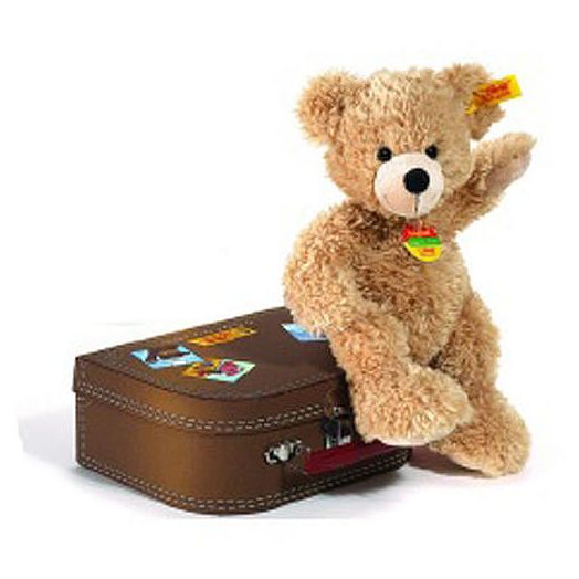 Steiff Stuffed Fynn Suitcase Bear - Brown