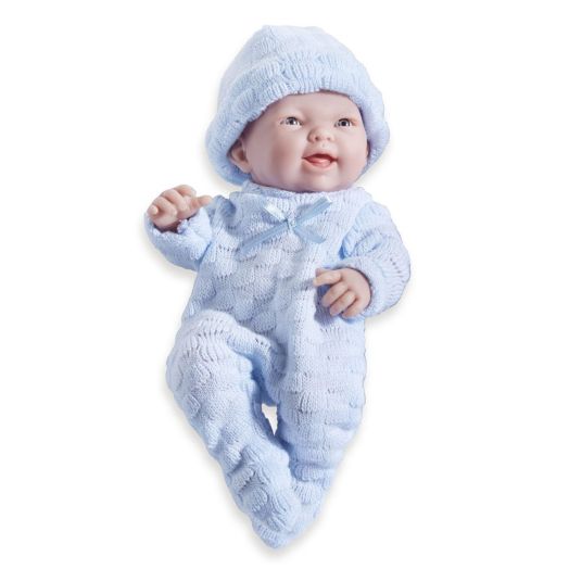 Mini La Newborn Boutique - Realistic 9.5" Anatomically Correct Real Boy Baby Doll dressed in BLUE – All Vinyl Open Mouth Designed by Berenguer – Made in Spain