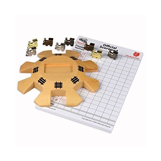 Yellow Mountain Imports Mexican Train / Chicken Foot Domino Accessory Set, Hub, Train Markers, Scorepad