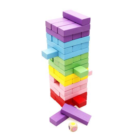 Lewo Wooden Board Games Tumbling Tower Building Blocks for Kids, 48 pieces
