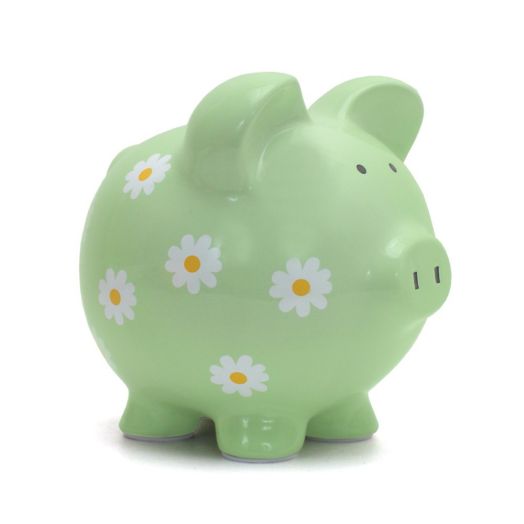 Child to Cherish Large Daisy Pig Bank, Green