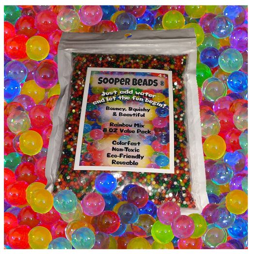 Sooper Beads Water Beads, 8 OZ pack (Almost 20000 !!) Crystal Water Gel Bead [Rainbow Mix]