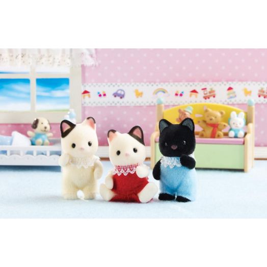 Calico Critters Tuxedo Cat Triplets