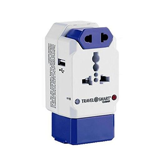 Travel Smart by Conair All-in-One Adapter with USB; 3 Outlets; US, Europe, UK, Italy, Spain, China