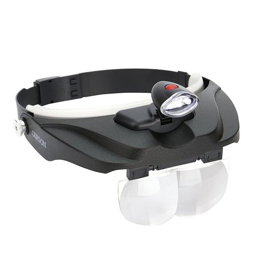 Carson Optical Pro Series MagniVisor Deluxe Head-Worn LED Lighted Magnifier with 4 Different Lenses (1.5x, 2x, 2.5x, 3x) (CP-60)