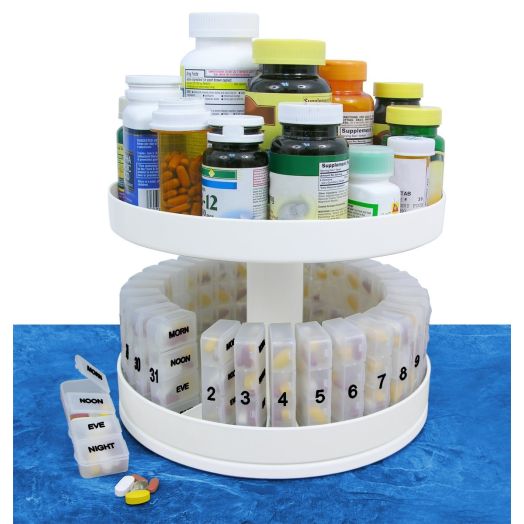 North American Health + Wellness - Pill Organizer, 31 pill holders, Rotates 360 degrees