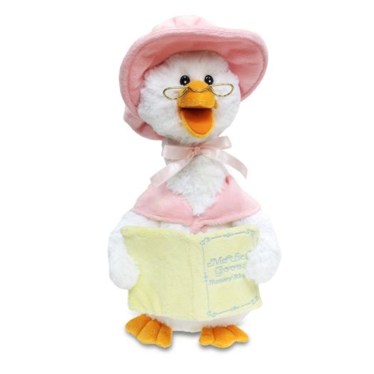 Cuddle Barn Mother Goose Animated Talking Musical Plush Toy, 14” Super Soft Cuddly Stuffed Animal Moves and Talks, Captivates Listeners by Reading 7 Classic Nursery Rhymes – Pink