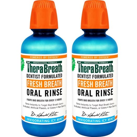 TheraBreath Dentist Formulated Fresh Breath Oral Rinse - Icy Mint Flavor, 16 Ounce (Pack of 2)