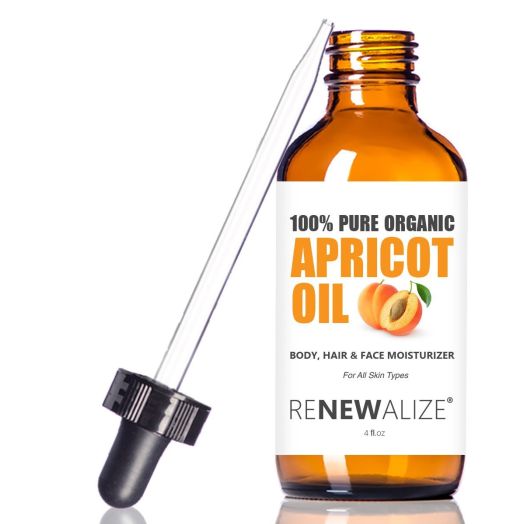 Organic APRICOT KERNEL OIL by Renewalize in LARGE 4 OZ. DARK GLASS BOTTLE with Glass Eye Dropper | Highest Quality 100% Pure and Unrefined | A Fantastic Light Massage Oil | Softens Dry Skin