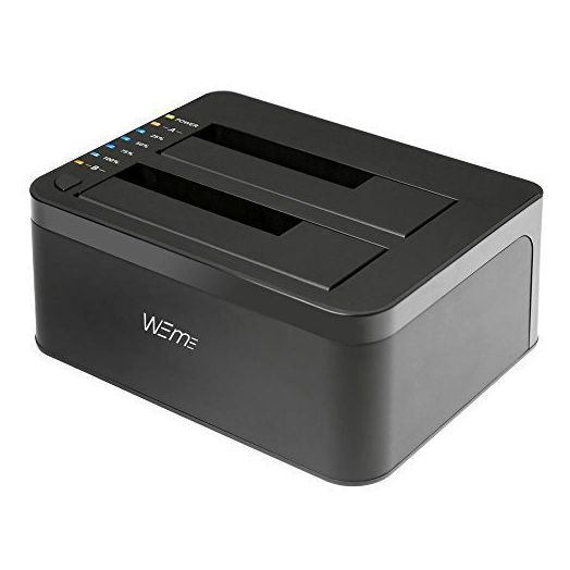 WEme USB 3.0 to SATA Dual-Bay External Hard Drive Docking Station With Offline Clone/ Duplicator Function for 2.5 and 3.5 Inch HDD SSD SATA (SATA I/ II/ III) Support 2x 8TB and UASP, Tool-Free