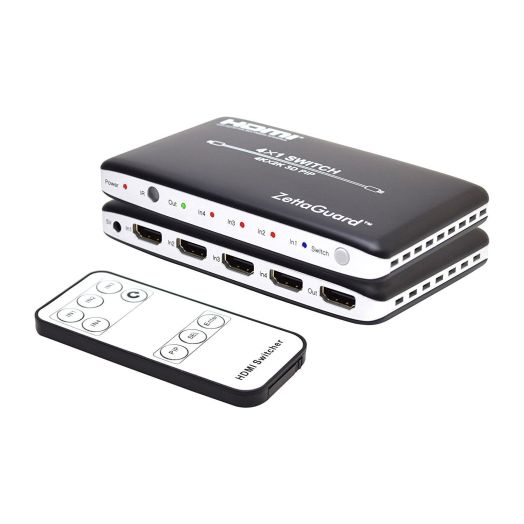 Zettaguard 4K x 2K 4 Port 4 x 1 HDMI Switch with PIP and IR Wireless Remote Control, HDMI Switcher Hub Port Switches (ZW410)