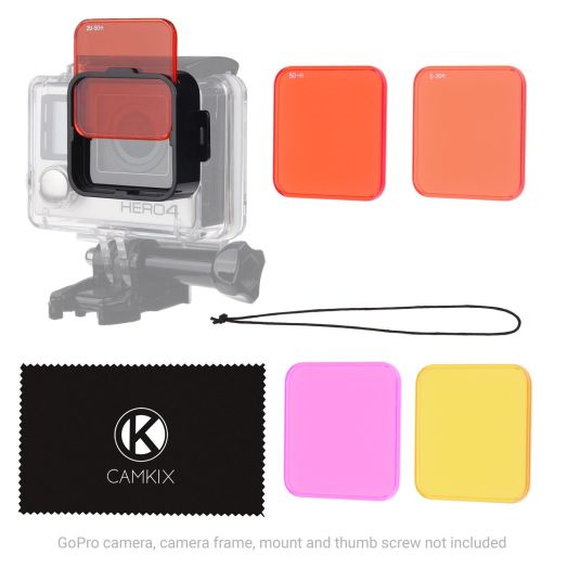 Diving Lens Filter Kit for HERO 4, HERO+, HERO and 3+ - fits Standard Waterproof Housing - Enhances Colors for Underwater Video and Photography - Includes 5 Filters for Vivid Colors, Contrast, Night