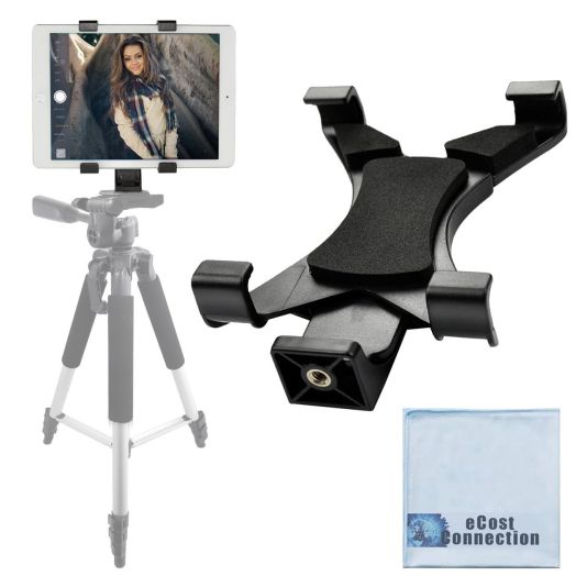 Acuvar Tablet Tripod Mount (Universal) for Apple iPad, iPad Air, iPad Mini and Most Other Tablets + an eCostConnection Microfiber Cloth