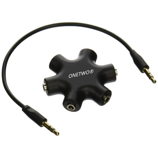 OneTwo Multi Headphone Splitter,3.5mm Headset Earphone Jack Audio Adapter adapter Converter Connector 1 Male to 2 3 4 5 Female Cable(black)