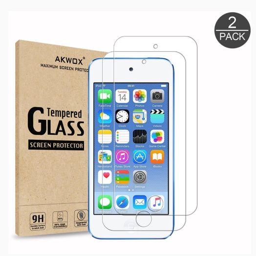 (Pack of 2) [Tempered Glass] Screen Protector for iPod Touch 6G (6th Generation) / 5G (5th Generation), Akwox [0.33mm Ultra Thin 9H Hardness 2.5D Round Edge] with Lifetime Replacement Warranty