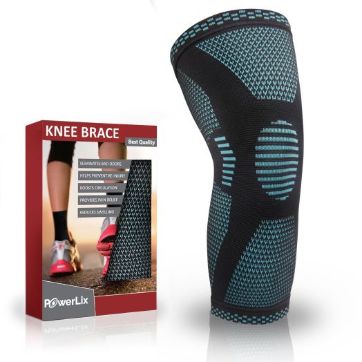 PowerLix Compression Knee Sleeve - Best Knee Brace for Meniscus Tear, Arthritis, Quick Recovery etc. – Knee Support For Running, CrossFit, Basketball and other Sports – Single Wrap