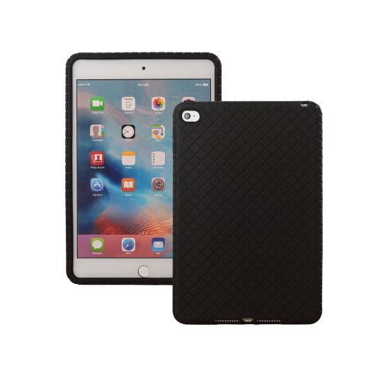 Veamor iPad Mini 4 Silicone Back Case Cover, Silicon Rubber Protective Skin Soft Gel Bumper, Impact Resistant / Kids Friendly / Drop-proof / Shockproof (Black)