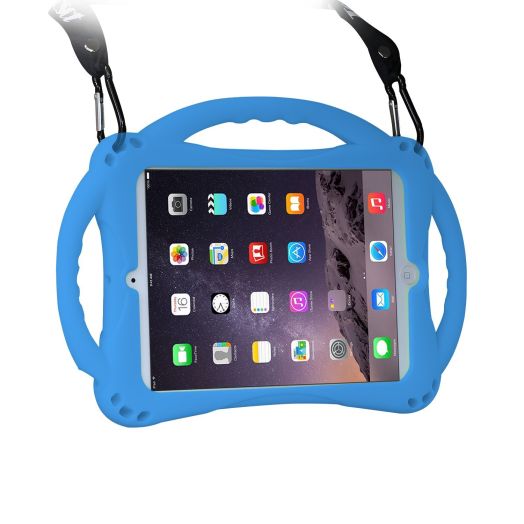 [New Design]TopEs iPad Mini Case Kids Shockproof Handle Stand Coverand(Tempered Glass Screen Protector) for iPad Mini, Mini 2, Mini 3 and iPad Mini Retina Models (Blue)