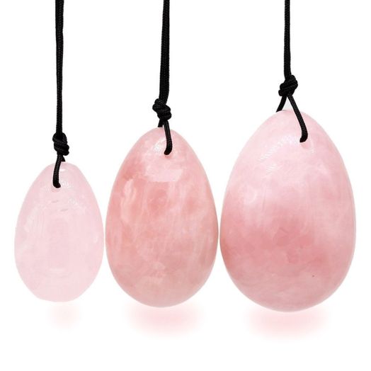 TOP-VRA Jade Egg Yoni Egg Massage Stone 3PCS Natural Exercise Eggs Healing Stone To Train Pelvic Muscles Kegel Exercise- Rose Quartz / Black Obsidian /Green Aventurine/Rock Crystal