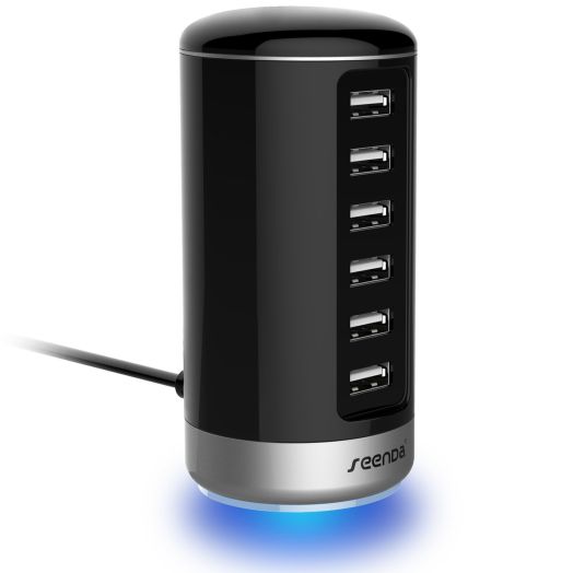 USB Charger, 6 Port USB Wall Charger - Seenda USB Charging Stations with Smart Identification for Android Apple iPhone 7 Plus iPad Pro/Air 2 LG G5 and More - Black