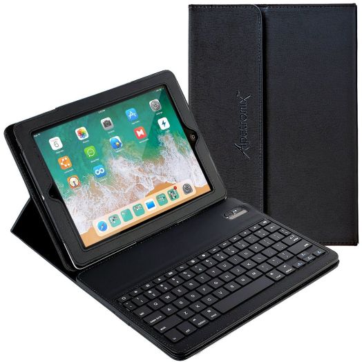 iPad Pro 10.5 Keyboard + Leather Case, Alpatronix KX150 10.5" Bluetooth iPad Keyboard Folio Smart Case w/ Removable Wireless Keyboard Cover and Built-in Tablet Stand for 2017 iPad Pro 10.5-inch - Black