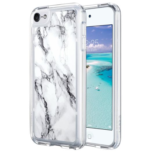 iPod Touch 6 Case,iPod 6 Case,ULAK iPod Touch 6 Marble CLEAR Case SLIM Anti-Scratch Flexible Soft TPU Bumper PC Back Hybrid Shockproof Protective Case for Apple iPod Touch 5/6th-marble pattern