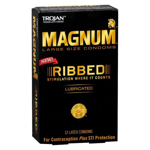 Trojan Magnum Lubricated Latex Condoms Ribbed Large