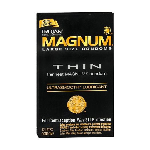 Trojan Magnum Lubricated Latex Condoms, Thin Large
