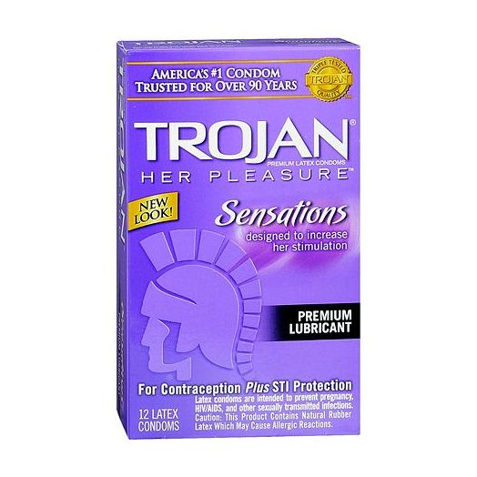 Trojan Her Pleasure Sensations Premium Lubricant Latex Condoms
