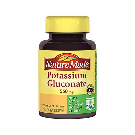 Nature Made Potassium Gluconate 550 mg Dietary Supplement Tablets
