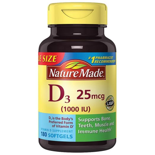 Nature Made Vitamin D3 1000 IU Dietary Supplement Liquid Softgels