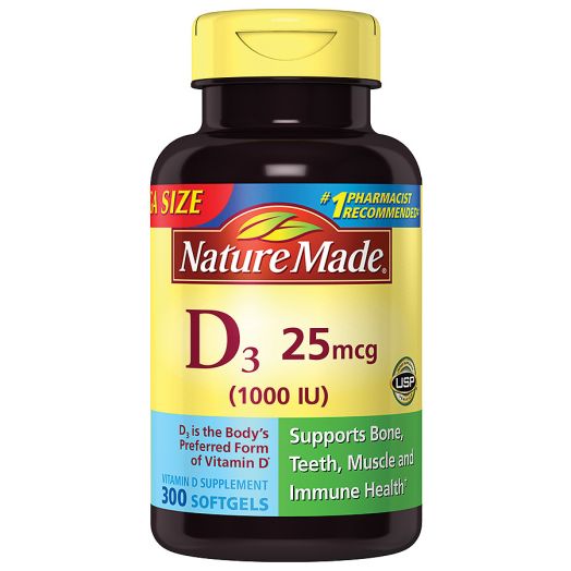 Nature Made D3 1000 IU Dietary Supplement Liquid Softgels