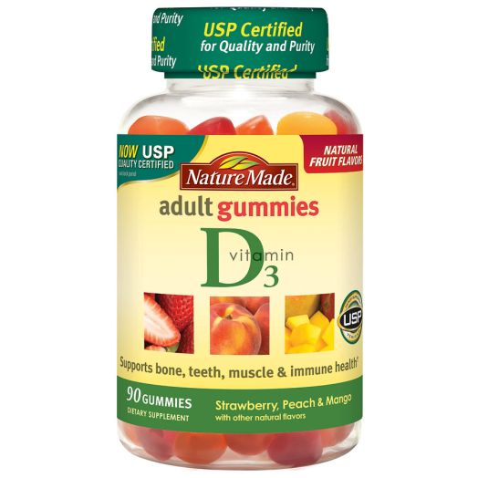 Nature Made Vitamin D3 Adult Gummies Strawberry, Peach, and Mango